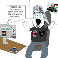 al_aqsa_mosque arabic_text bloodshot_eyes computer crying desk eyebags flag:palestine free_palestine george_floyd hair handala keffiyeh open_mouth palestine poop poster stinky stubble subvariant:hairson text twitter variant:cobson // 1600x1600 // 356.1KB