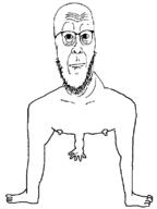 closed_mouth deformed foot full_body glasses hand looking_at_you nipple soyjak standing stubble variant:Cobbert // 600x800 // 13.2KB