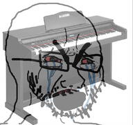 angry bloodshot_eyes crying electric_piano glasses music open_mouth piano soyjak stubble variant:cryboy_soyjak // 1080x1020 // 458.3KB