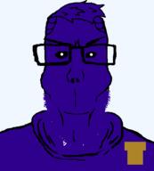 aryan badge black_eyes clothes creepy distorted evil five_nights_at_freddy's glasses hair ominous opposite purple_guy purple_skin soyjak stubble subvariant:euroaryan subvariant:euromutt transparent variant:markiplier_soyjak white_pupils william_afton // 533x592 // 21.2KB