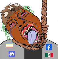 ack ariannechan brown_skin clothes discord doomentio doomposting doomverse facebook green_hair hanged hanging hat mexico pedophile suicide // 704x720 // 458.3KB