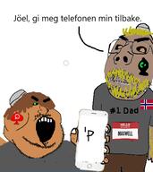 2soyaks angry beard black_sclera brown_eyes brown_hair brown_skin child_sexual_abuse_material closed_mouth emo_hair father glasses goatee green_eyes grey_shirt hand holding_object holding_phone islam joel_(user) maxwell_(user) mustache niggerbabble norway open_mouth queen_of_hearts queen_of_spades soyjak stubble subvariant:scholar taqiyah text variant:gapejak variant:meximutt variant:soyak yellow_beard yellow_hair // 482x542 // 102.9KB
