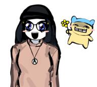 artist:shemmysloota avengers beanie blush brown_shirt cute cute_girl drawing flower girl glasses hair nentendo_switch plant soy soylent soylent_(cacao) tamagotchi variant:mameson variant:soytan video_game videogame woman // 1008x906 // 302.4KB