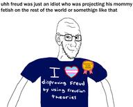 arm award badge closed_mouth ear flag:transgender_pride_flag glasses i_trans_heart posted_it_again_award ribbon sigmund_freud smirk smug soyjak stubble text transheart variant:soyak // 949x762 // 130.2KB