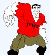 black_shoes brown_pants buff closed_mouth clothes full_body glasses hand jews judaism looking_at_you muscles muscular_male nazism red_shirt soyjak subvariant:chudchud subvariant:chudjak_front subvariant:unbotheredchud transparent_background variant:chudjak // 1170x1297 // 109.8KB