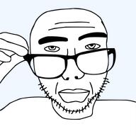 closed_mouth glasses hand holding_object meta:not_a_fucking_duplicate soyjak stubble template transparent_background variant:sobot vectorized // 548x548 // 42.9KB
