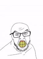 angry animated bouncing breathing clenched_teeth ear glasses mustache soyjak stretching stubble variant:feraljak yellow_teeth // 600x816 // 1006.2KB