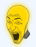 angry glowing lightbulb open_mouth series:objakt soyjak stubble variant:unknown // 378x490 // 55.7KB