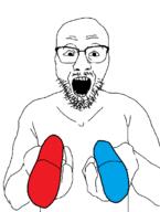 beard bluepill glasses holding_object open_mouth pill redpill stubble variant:unknown // 1170x1552 // 33.9KB