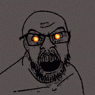animated glasses open_mouth soyjak stubble variant:feraljak // 435x498 // 1.4MB