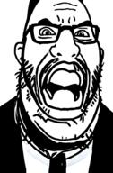 close_up_view clothes monochrome shouting suit tagme_new_variant variant:unknown waiter zoomed // 336x512 // 60.7KB