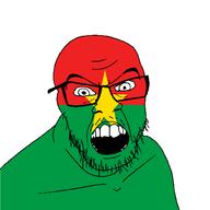 angry burkina_faso country flag glasses jacksepticeye looking_at_you mustache open_mouth soyjak stubble teeth variant:feraljak youtube // 1500x1500 // 24.6KB