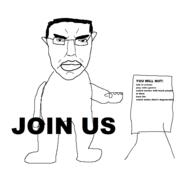 angry anime arm ear full_body glasses hand here incel join_us leg movie pointing sign soyjak subvariant:pol_face text variant:chudjak virgin // 1932x1756 // 60.9KB