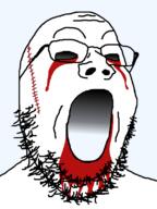 blood glasses gradient no_eyes open_mouth soyjak stitch stubble variant:gapejak // 600x800 // 1.8MB