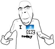 arm closed_mouth clothes glasses hand i_love pointing smile soyjak stubble text tshirt variant:cobson // 618x559 // 87.5KB