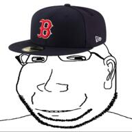 baseball boston_red_sox cap clothes ear eyelids glasses hat no_eyebrows small_eyes smile soyjak stubble subvariant:massjak subvariant:wholesome_soyjak variant:gapejak // 600x600 // 93.0KB