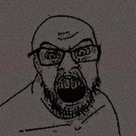 animated glasses open_mouth soyjak stubble variant:feraljak // 435x498 // 1.3MB