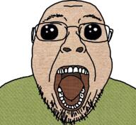 fabric glasses oh_my_god_she_is_so_attractive open_mouth patternjak soyjak stubble tongue variant:bernd white_skin // 1106x1012 // 1.5MB