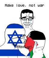 3soyjaks alternate closed_eyes country crying flag flag:israel flag:palestine gay glasses hand happy homosexual israel kiss kissing lips love mustache palestine side_profile soyjak star_of_david stubble subvariant:chudjak_front subvariant:flarteyejak text variant:chudjak variant:fisheyejak variant:flartson // 1024x1200 // 139.7KB
