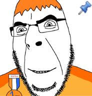 glasses hair orange_hair push_pin smile soyjak soyzellig_party sticky stubble variant:cobson zach zarty // 676x707 // 72.9KB