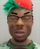 ai_generated angry artificial_intelligence black_skin clothes ear flart fnf_pedo friday_night_funkin' glasses green_hair hat irl irl_soy music negro song soyjak stubble subvariant:chudplier sweating tiktok variant:chudjak variant:markiplier_soyjak video viggle ylyl // 798x976, 6.8s // 1.2MB