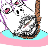 ack bloodshot_eyes dead distorted flag flag:transgender_pride_flag glasses hanging mustache purple_hair rope soyjak stubble subvariant:scholar suicide tranny variant:gapejak yellow_teeth ywnbaw // 768x719 // 357.4KB