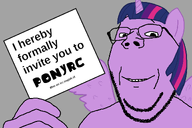 card glasses hair holding_object horn invite irc my_little_pony paper pony smile stubble subvariant:wholesome_soyjak text twilight_sparkle variant:gapejak wing // 1200x800 // 150.3KB