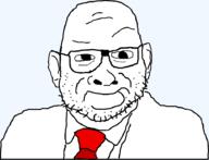 big_lips clothes eyebrows eyebrows_up necktie smile smug soyjak stubble variant:shrugjak variant:unknown white_skin // 910x697 // 34.6KB