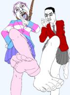 2soyjaks ack brimmiest_comments_section☣️☣️☣️_do_not_enter☣️☣️☣️ crossdressing foot foot_fetish hanging meta:tagme nazism ojou-sama_pose pantyhose school_uniform skirt soyjak tranny variant:bernd variant:chudjak yuzugin // 1482x1983 // 258.1KB