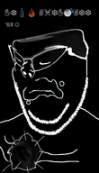 airbrush antimatter closed_eyes closed_mouth eating glasses holding_object inverted liquify_tool stubble subvariant:wholesome_soyjak variant:gapejak wingdings // 600x1052 // 180.5KB