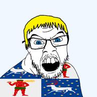 animal blue_eyes clothes club country county elk flag flag:norbotten glasses hair holding_club holding_object mustache norrbotten open_mouth red_skin soyjak star_(symbol) stubble sweden teeth transparent_background variant:feraljak wildman yellow_hair // 1500x1500 // 169.6KB