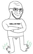 closed_mouth crossed_arms foot full_body glasses nails penis smile smug stinky stubble twp variant:soyak // 602x982 // 53.7KB