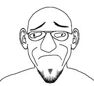 closed_mouth cross_eyed derp ear frown glasses retard soyjak stubble variant:susjak // 680x620 // 15.6KB