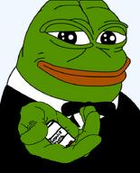 amphibian blood bowtie frog green_skin grin jar nas:pepe pepe_the_frog smile soyjak_teeth teeth tuxedo tuxedo_pepe // 586x724 // 161.3KB