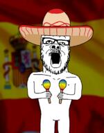 arm bbc brown_hair chastity_cage clothes country femboy flag flag:spain gay glasses hair hand hat holding_object hoodie leg maracas mustache open_mouth painted_nails queen_of_spades sombrero soyjak spain stubble twink twinkjak variant:a24_slowburn_soyjak variant:soyak variant:soyakbbc // 873x1121 // 270.8KB