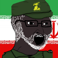 black_skin clothes country flag glasses hat iran iranian islamic_revolutionary_guard_corps judaism large_nose military open_mouth soyjak stubble variant:soyak // 988x1053 // 359.6KB