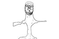 closed_mouth glasses gun mustache rifle soyjak stubble sweating variant:a24_slowburn_soyjak // 1737x1155 // 34.0KB