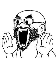 beard crying glasses hand hands_up large_eyes open_mouth tears_of_joy teeth variant:unknown // 800x835 // 18.3KB