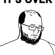 balding closed_eyes closed_mouth glasses its_over sad soyjak stubble text variant:fatterm'n // 479x641 // 57.5KB