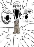 animal cat glasses open_mouth pointing stubble trend:soyjak_trio variant:gapejak variant:markiplier_soyjak variant:tony_soprano_soyjak // 720x984 // 81.1KB