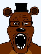 brown_skin five_nights_at_freddy's fnaf freddy_fazbear glasses meta:tagme tophat variant:markiplier_soyjak wojakland // 600x800 // 251.0KB