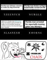 chaos chaos_cultist chaos_star chaos_undivided claw crab_claw cultist florida florida_man horn khorne meme mutant nurgle slaanesh soyjak text tongue tzeentch undivided variant:excited_soyjak waow warhammer // 1080x1386 // 417.1KB