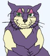 animal baby cat glasses green_eyes impish pokemon purple_fur purrloin stubble variant:catjak_(alternate) // 597x680 // 33.9KB