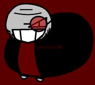 clothes fingerless_glove glasses glove grey_skin hand meta:namefags name quickslaughter_(namefag) red_background red_glasses sharp_teeth smile soy stubble teeth text variant:unknown // 514x458 // 8.5KB