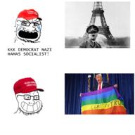 adolf_hitler clothes crying donald_trump flag:lgbt_pride_flag glasses hat lgbt_for_trump maga maga_hat stubble variant:soyak // 1500x1500 // 1.1MB