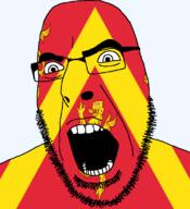 anglesey angry british flag flag:anglesey glasses hair lion looking_to_the_left open_mouth soyjak stubble teeth thick_eyebrows united_kingdom variant:cobson wales // 721x789 // 123.0KB