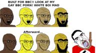 arab asian bbc beard black_skin brown_skin closed_mouth glasses islam multiple_soyjaks nazism open_mouth rope smile smirk smug soyjak stubble subvariant:chudjak_front suicide swastika text tongue twp variant:chudjak variant:soyak yellow_skin // 2108x1180 // 1.0MB