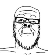 glasses looking_up merge open_mouth series:fusionjaks soyjak stubble variant:a24_slowburn_soyjak variant:cobson // 454x520 // 65.0KB