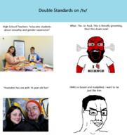 angry balding beard closed_mouth clothes fume glasses i_love open_mouth red_skin sam_hyde science smile smug soyjak subvariant:science_lover text tshirt tv_(4chan) v_(4chan) variant:chudjak variant:markiplier_soyjak // 1904x2016 // 1.4MB