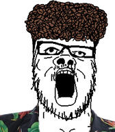 clothes glasses hair open_mouth soyjak stubble variant:a24_slowburn_soyjak zoomer zoomer_hair // 454x520 // 116.1KB